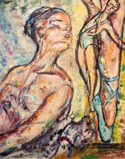 The Ballerinas Large Spanish Modernist Oil Painting superb movement & color