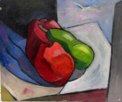 French Modernist Oil Painting Cubist Still Life of Apples