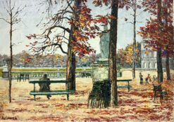 Figure Sat On In The Autumn Garden Of Luxembourg Thick Oil Impasto Landscape