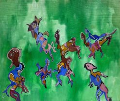 Bright & Colorful French Abstract Oil Painting Amazing Shapes & Colors