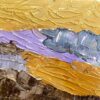 Muted Colours French Impressionist Oil Painting Gold and Purple Landscape