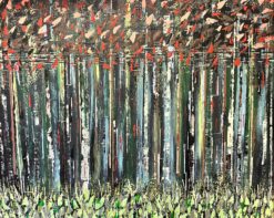 Colourful Modern British Summer Thick Woodland Landscape Dense Trees