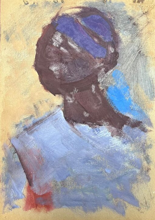 1900-1999 German Modernist Oil Painting African Model In Purple