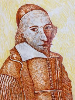 1950's French Modernist/ Cubist Painting - Orange Portrait 'Charles Labbe'