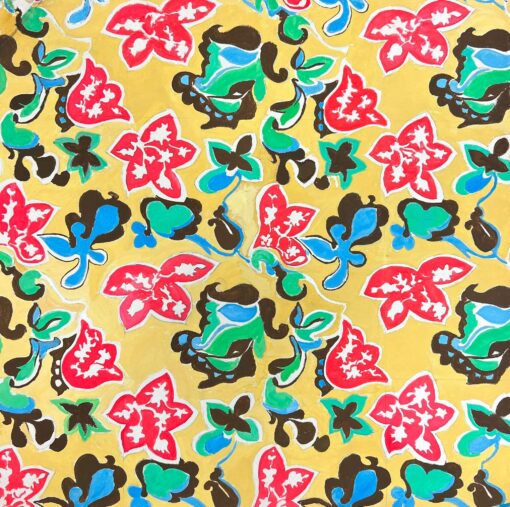 1960's French Vibrant Wallpaper Design Of Pink Green and Blue Swirls