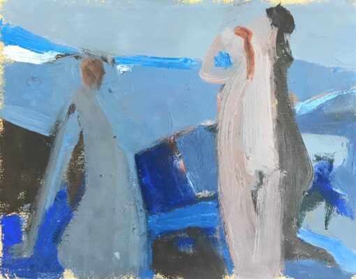 1900-1999 German Modernist Oil Painting Abstract Figures