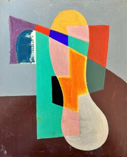 Mid 1900-1999 French Cubist Oil Painting Abstract Shapes & Colors