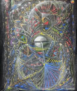 1970’s French Surrealist Signed Oil Painting Spiralling Shapes & Patterns