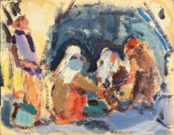 1900-1999 German Modernist Oil Painting - Busy Figures