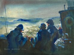 British Impressionist Painting Fishermen With Their Nets Out