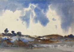 British Impressionist Painting Misty Lake