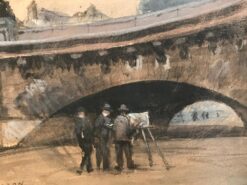 Painting under le Pont Neuf River Seine Paris, Fine Impressionist Painting