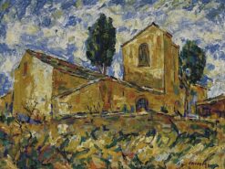 1900-1999 French Post-Impressionist Signed Oil Painting Provencal House