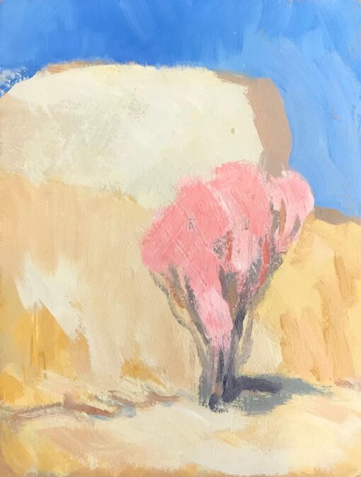 1900-1999 German Modernist Oil Painting - Pink Tree In Desert