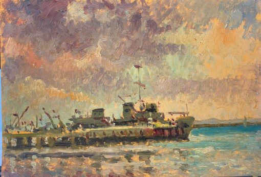 MAURICE MAZEILIE - FRENCH IMPRESSIONIST OIL - SHIPPING HARBOUR