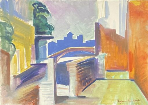 RAYMOND HEUDEBERT (1894-1991) FRENCH FAUVIST OIL - TOWN LANDSCAPE VIEW
