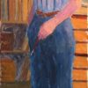 Tall Post-Impressionist Oil Painting - Portrait of an Artist in Interior