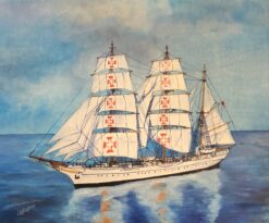 Sagres Ship Portrait signed oil painting