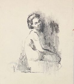 Mid Century French Pencil Studies of Seated Woman in a Dress