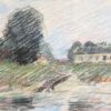 Bridge Scene, French Impressionist painting