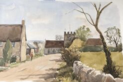 Dinton Church, original British watercolour painting