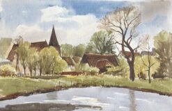 Densham Hill Pool, original British watercolour painting