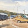 River Yar Boatyard, original British watercolour painting