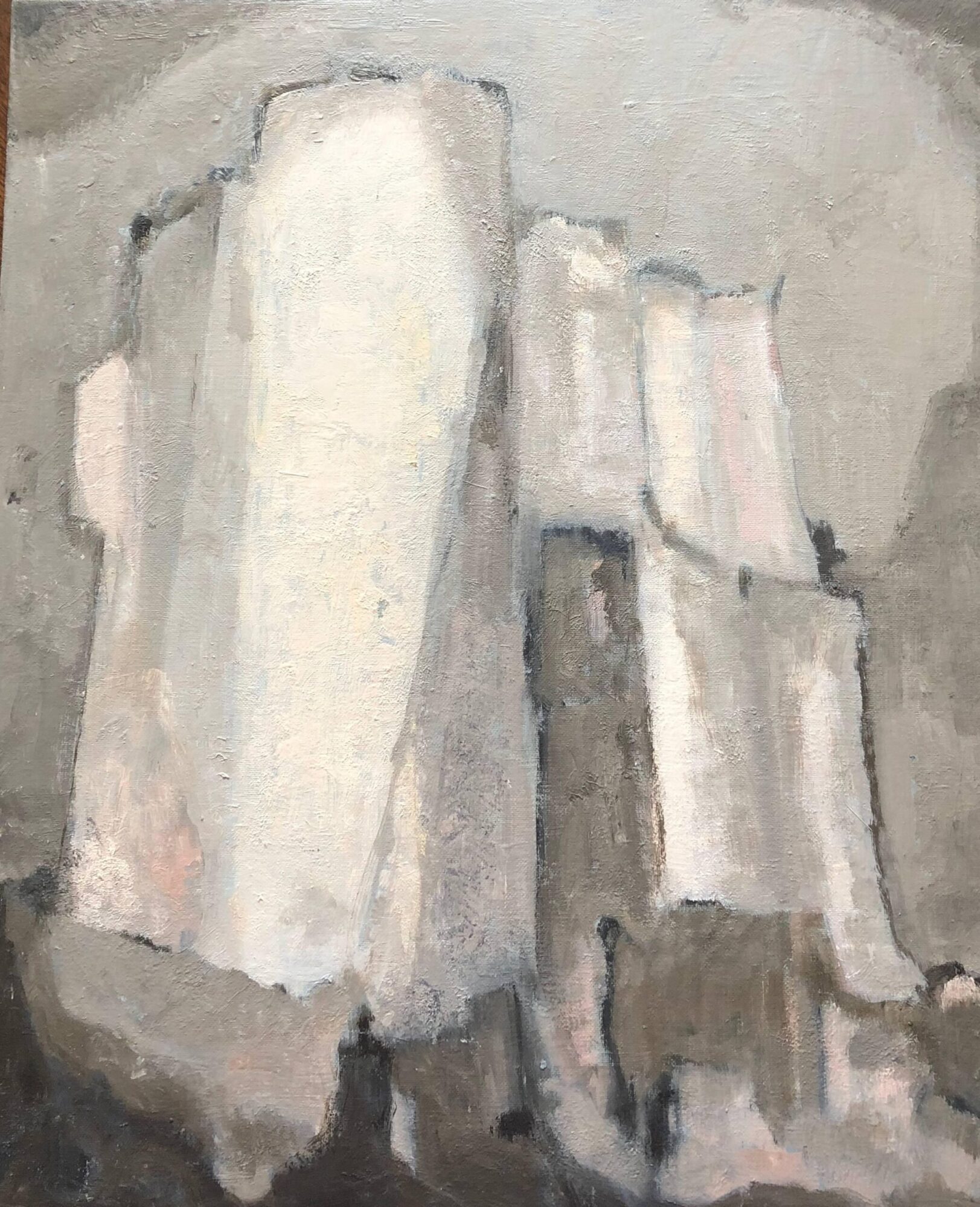 Greys & Ochre French Expressionist Abstract Oil Painting