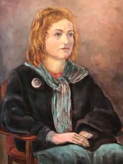 Mid 1900-1999 Irish Portrait of Young Lady Seated Green Scarf