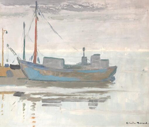 Fishing Boats Moored, Signed Oil Painting
