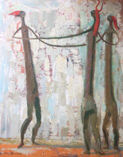 Ronde, Figurative Surrealist Signed Oil Painting