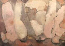Subtle Pastel Shades of Pink & Ochre French Abstract Oil Painting