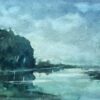 French Impressionist Serene Watercolor of a Calm River with Reflections