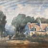 French Impressionist Watercolor of a Country Cottage and Pathway