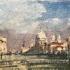 French Impressionist Watercolor of Venetian Scene with Grand Dome and Canal