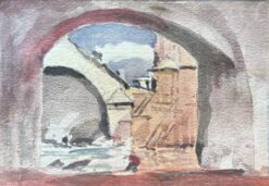 French Impressionist Watercolor of Parisian Archway View