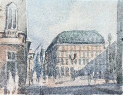 French Impressionist Watercolor of Sunlit Parisian Street Scene