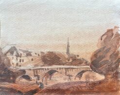 French Impressionist Watercolor of Île de la Cité and Pont Neuf