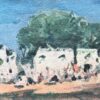 French Impressionist Watercolor of the Place du Tertre in Montmartre