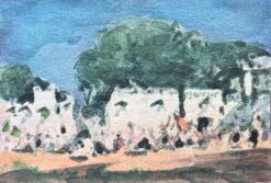 French Impressionist Watercolor of the Place du Tertre in Montmartre