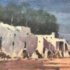 French Impressionist Watercolor of a Traditional Whitewashed Village