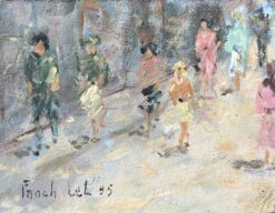 French Impressionistic Street Scene with Figures in Summer Light