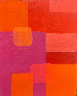 Pink Red Cubist Abstract British Contemporary Painting