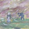 French Impressionist Oil Painting of a Rural Scene with Farmers