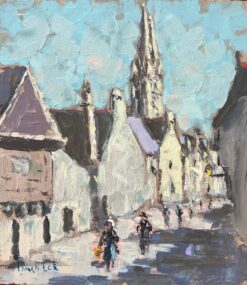 French Impressionist Oil Painting of Village View in Espalion, Aveyron