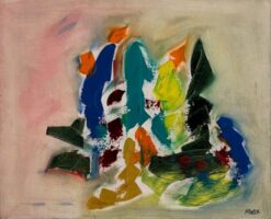 1970's French Abstract Signed Oil Painting on canvas