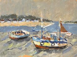 French Impressionist Oil Painting of Boats at Le Guido