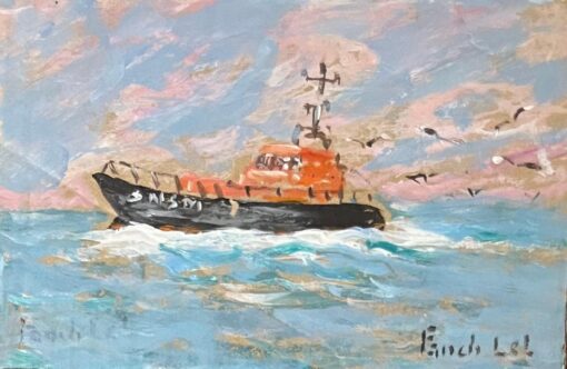 French Impressionist Oil Painting of SAR Ship at Sea