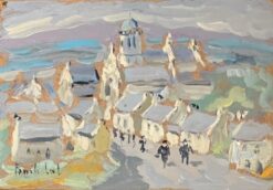 French Impressionist Oil Painting of a Coastal Village Scene, Vue de Roscoff