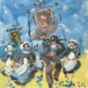 French Impressionist Oil Painting of Breton Family Celebration under a Blue Sky
